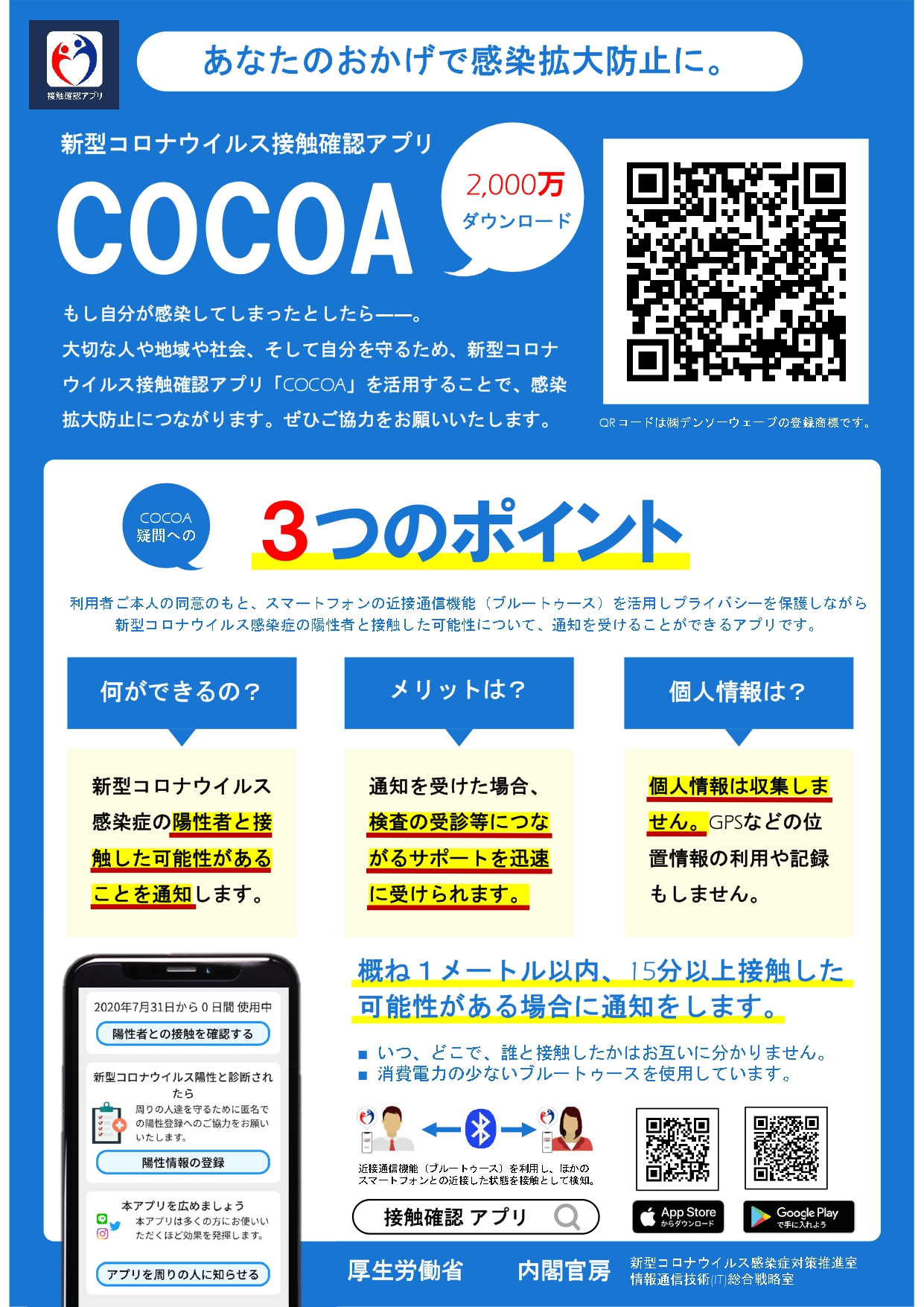 厚生労働省 】接触確認アプリ（COCOA）のインストール・活用について